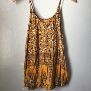 Mustard Yellow Flowy Floral Dress